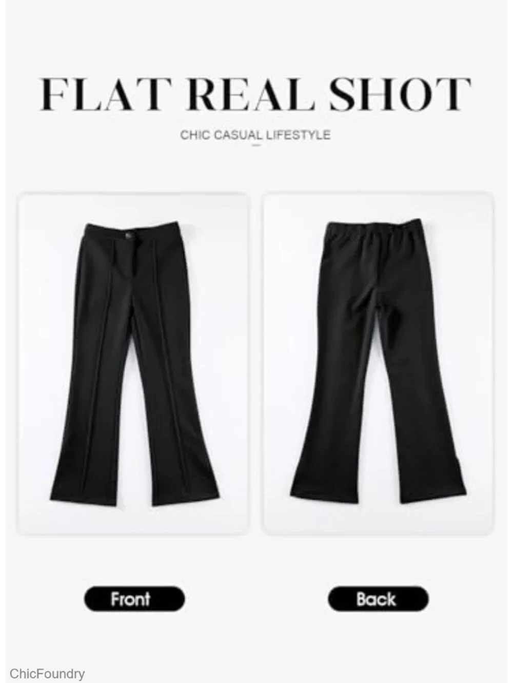 Girls Bell Bottom Pants School Uniform Flared Stretch Polyester